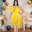 Chic One-Sided Cocktail Dress with Ruffle Design