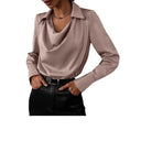 Chic Blouse with Flowing Neckline & Long Sleeves