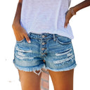 Trendy Destroyed Denim Shorts with Frayed Hem for Women