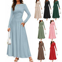 Women's Maxi Dress with Ruffle Accents and Chic Pockets