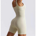 Ribbed Texture Women's Figure-Hugging Sports Bodysuit