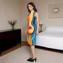 Chic Midi Dress with Contemporary Print for Women