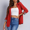 Chic Women's Blazer with Roll-Up Sleeves and Classic Design
