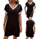 Chic Women's V-Neck Dress with Decorative Hem