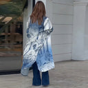 Floral Print Women's Kimono with Ruffled Sleeves