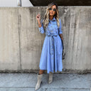 Chic Denim Shirt Dress with Waist Belt