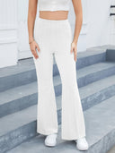 Chic Women's Flared Knit Pants with Elastic Waistband
