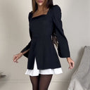 Chic Asymmetrical Cocktail Dress with Puff Sleeves