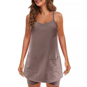 Chic Women's Camisole Dress with Convenient Pockets