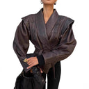 Chic Women's Blazer with Belt & Decorative Lacing