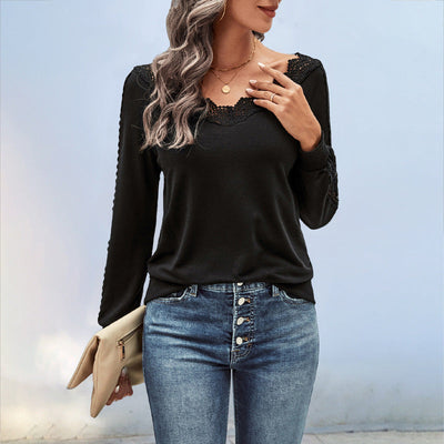 Round Neck Lace Detail Women's Top