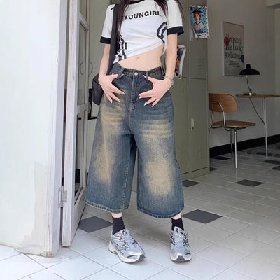 Women's High Waist Wide Leg Cargo Jeans