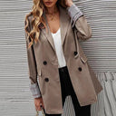 Chic Double-Breasted Blazer with Checked Design