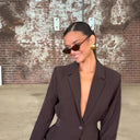 Chic Women's Blazer with Deep V-Neck Design