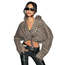 Chic Women's Cropped Checkered Blouse