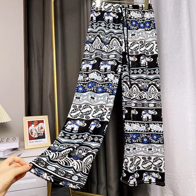 Elephant Print Palazzo Pants for Women