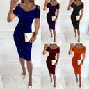 Women's Glittering Accent Fitted Wrap Dress