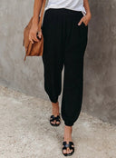 Chic Women's Linen Trousers with Adjustable Waist