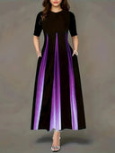 Maxi Dress with Gradient Design and Side Pockets