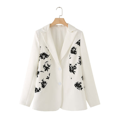 Floral Detail Women's Blazer Jacket with Superior Craftsmanship