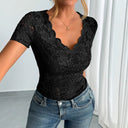 Ladies Lace V-Neck Top with Contoured Cut