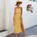 Chic Strapless Women's Maxi Dress with Side Slit