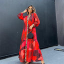 Animal Print Maxi Dress with Flowing Sleeves