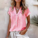 Women's Linen Blouse with Button Detail