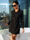 Chic Waist Belt Shirt Dress for Women