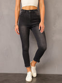 High-Waist Frayed Hem Jeans for Women
