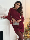 Chic Women's Dress with Shimmering Sleeves