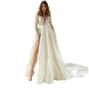 Women's Lace Application Wedding Dress with Flowing Skirt