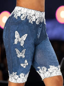 Floral Lace Butterfly Embellished Women's Shorts