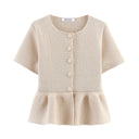 Chic Short Sleeve Blouse with Ruffled Hem