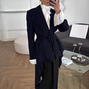 Asymmetrical Cut Women's Blazer Jacket with Belt