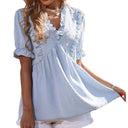 Women's Ruffle Detail V-Neck Blouse