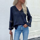 Ladies' Lace Accent V-Neck Blouse