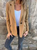 Chic Oversized Blazer Jacket with Deep V-Neck for Women