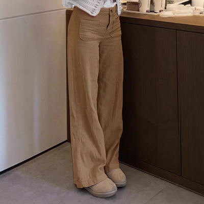 Chic Wide-Leg Corduroy Pants for Women