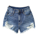 High-Waisted Frayed Hem Denim Shorts for Women