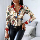 Artistic Print Button-Up Blouse for Women