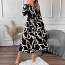 Chic Women's Patterned Shirt Dress with Fitted Belt