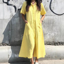 Button-Detail Women's Shirt Dress with Pockets
