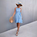 Women's Halter Dress with Flowing Hem & Adjustable Belt