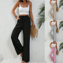 Chic Women's Palazzo Pants with Elastic Waist and Pockets