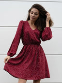 V-Neck Puff Sleeve Women's Dress