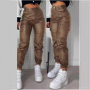 Women's Cargo Pants with Elastic Waist and Side Pockets