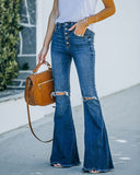 High-Waisted Fringed Flared Jeans for Women