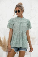 Floral Print Blouse with Ruffle Accents for Women