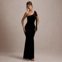 Chic Asymmetrical Strap Evening Dress with Slit